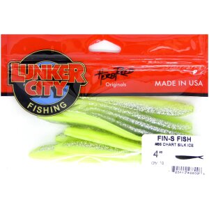 LUNKER CITY Fin-S Fish 4" Chartreuse Silk Ice