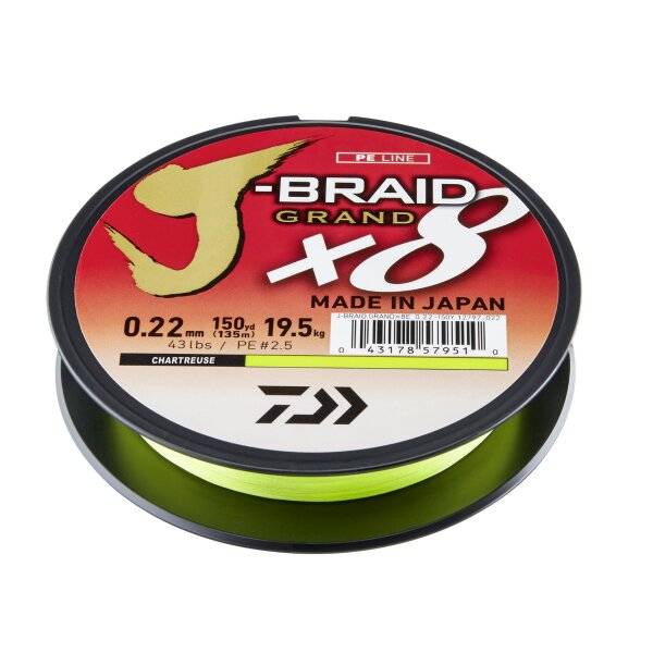 DAIWA J-Braid Grand X8 Charteuse 135 m 16 kg - 0,20 mm