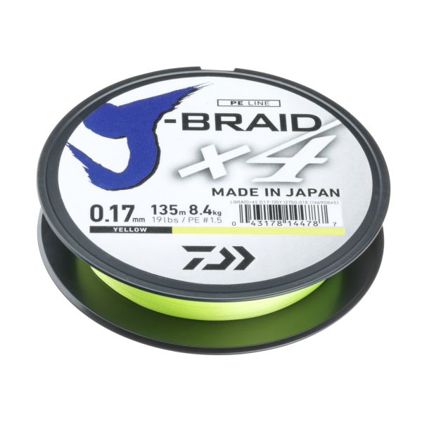 DAIWA J-Braid X4 Gelb 135 m - 10,2 kg - 0,19 mm