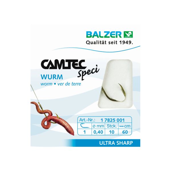 BALZER Camtec Speci Wurmhaken brüniert 60 cm Gr. 2