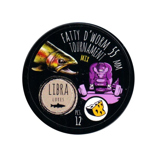 LIBRA LURES Fatty DWorm Tournament 55 mm Käse Mix