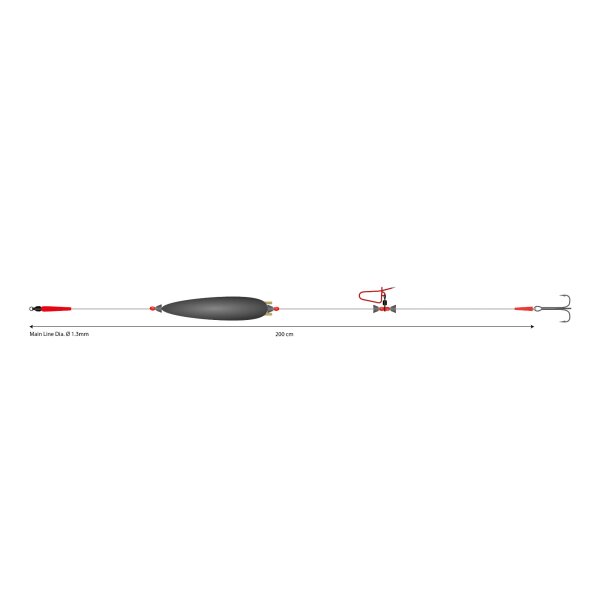 MIKADO Catfish Set 2 verstellbares Mono Rig mit Rassel Haken Gr. 2/0